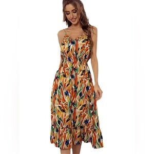 Colorful Abstract Print Women's Flowing Summer Dress